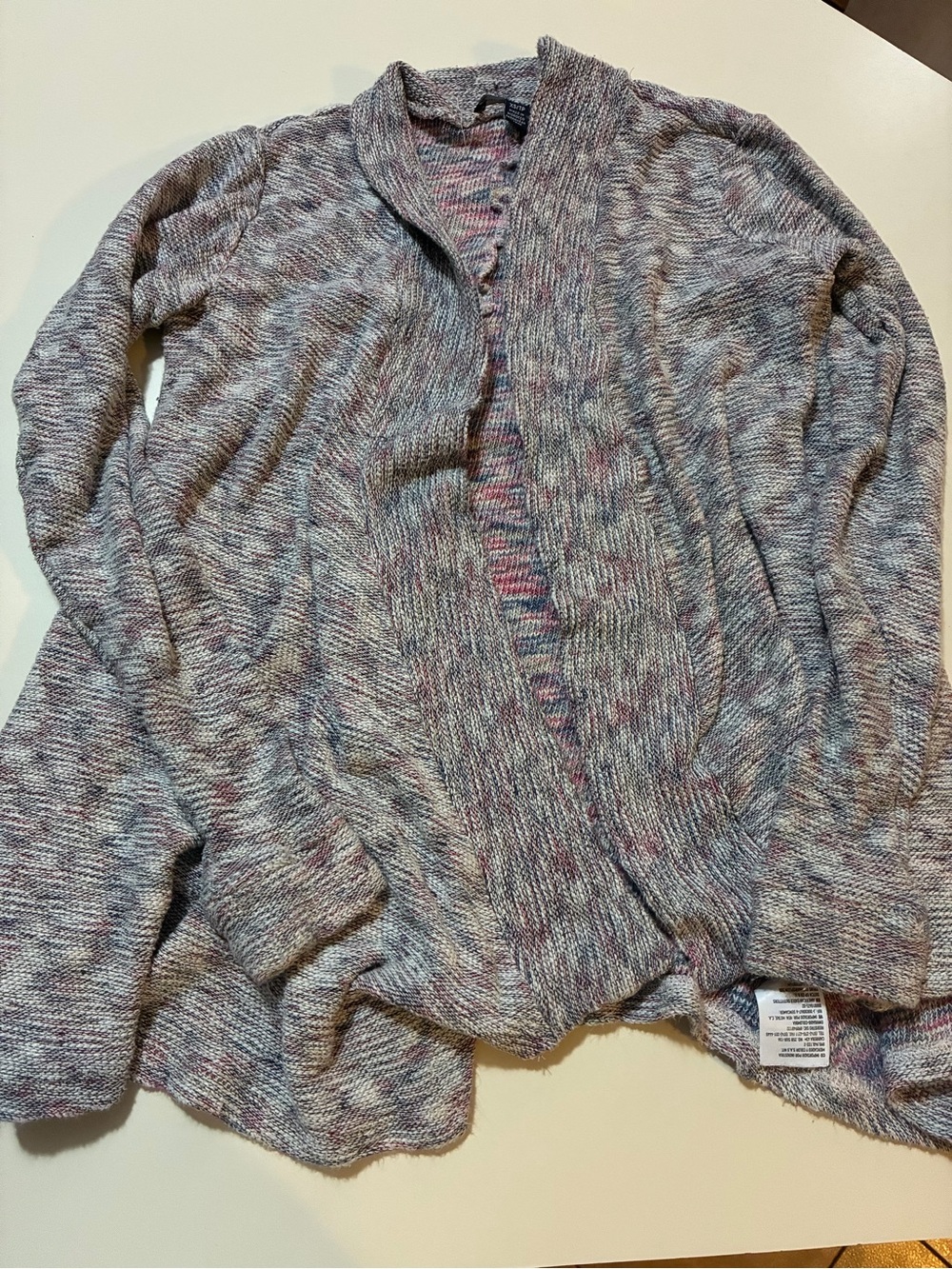 American Eagle Outfitters Heathered Open-Front Cardigan in Pink and Gray